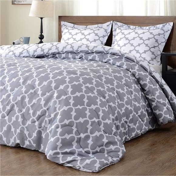 Printed Queen Comforter Set-Grey Queen/Full Comforter,Soft Bedding Comforter Set - Picture 2 of 8